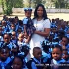 Actress Garcelle Beauvais visits a school in Haiti